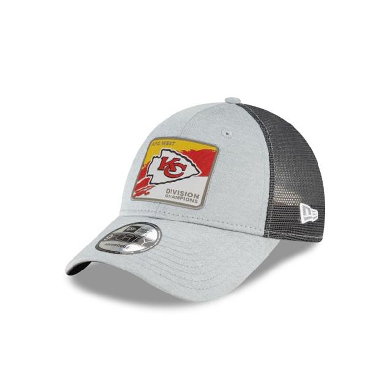 NFL Kansas City Chiefs Division Champions Locker Room 9Forty Adjustable (KGM2371) - Grey New Era Caps